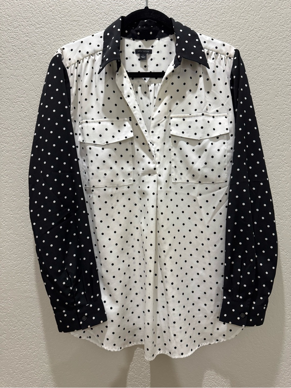 Anne RayBlack & White Polka Dot Utility Shirt